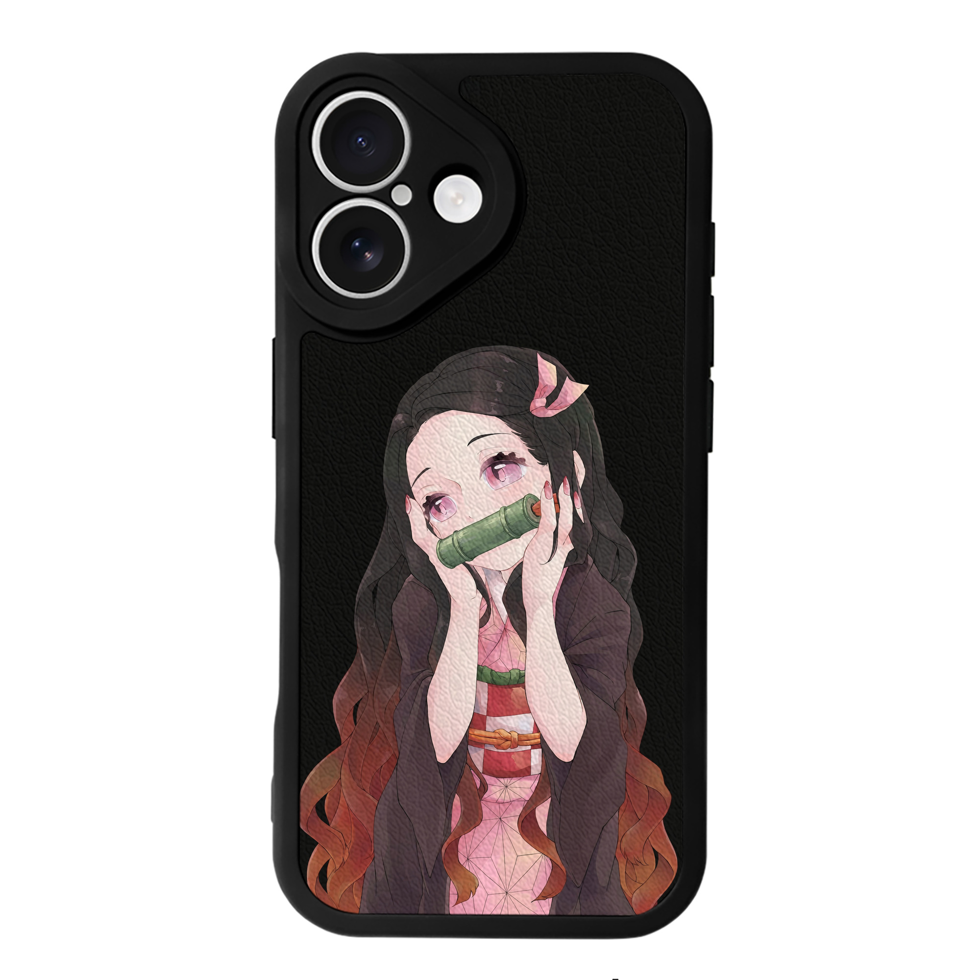 （画像用） 鬼滅の刃（きめつのやいば）竈門 禰󠄀豆子／かまど ねずこ Kamado Nezuko 【iPhone 16シリーズ対応】シリコンスマホケース（レザー調） 材質：シリコン